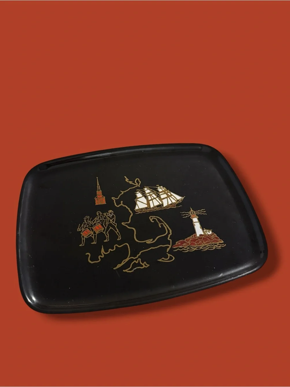Cape cod  Serving Tray with Gold detailing
